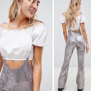 🆕Silver sequin jumpsuit with ties.
